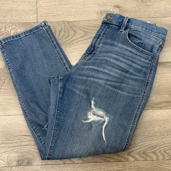 Studio Blue Distressed Ankle Jeans Straight Leg Ripped Up Womens Size 31 Denim - Picture 1 of 14